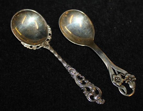 Swedish silver spoon and 1 other Scandanavian spoon